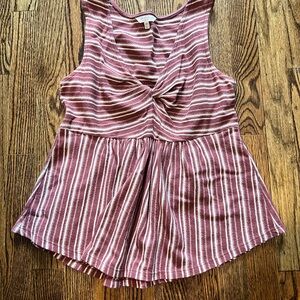 Lucky Brand Pink and White Striped Tank Top
